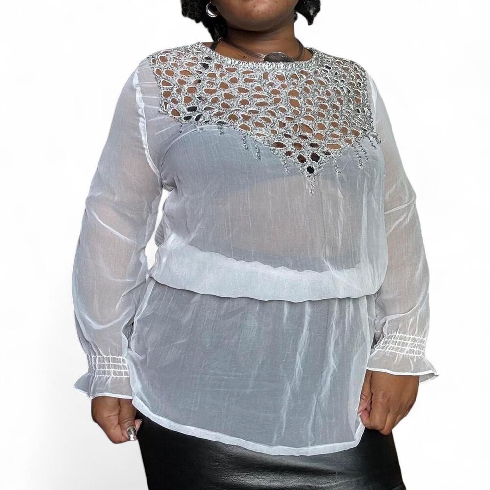 Unbranded Women's White and Silver Blouse
